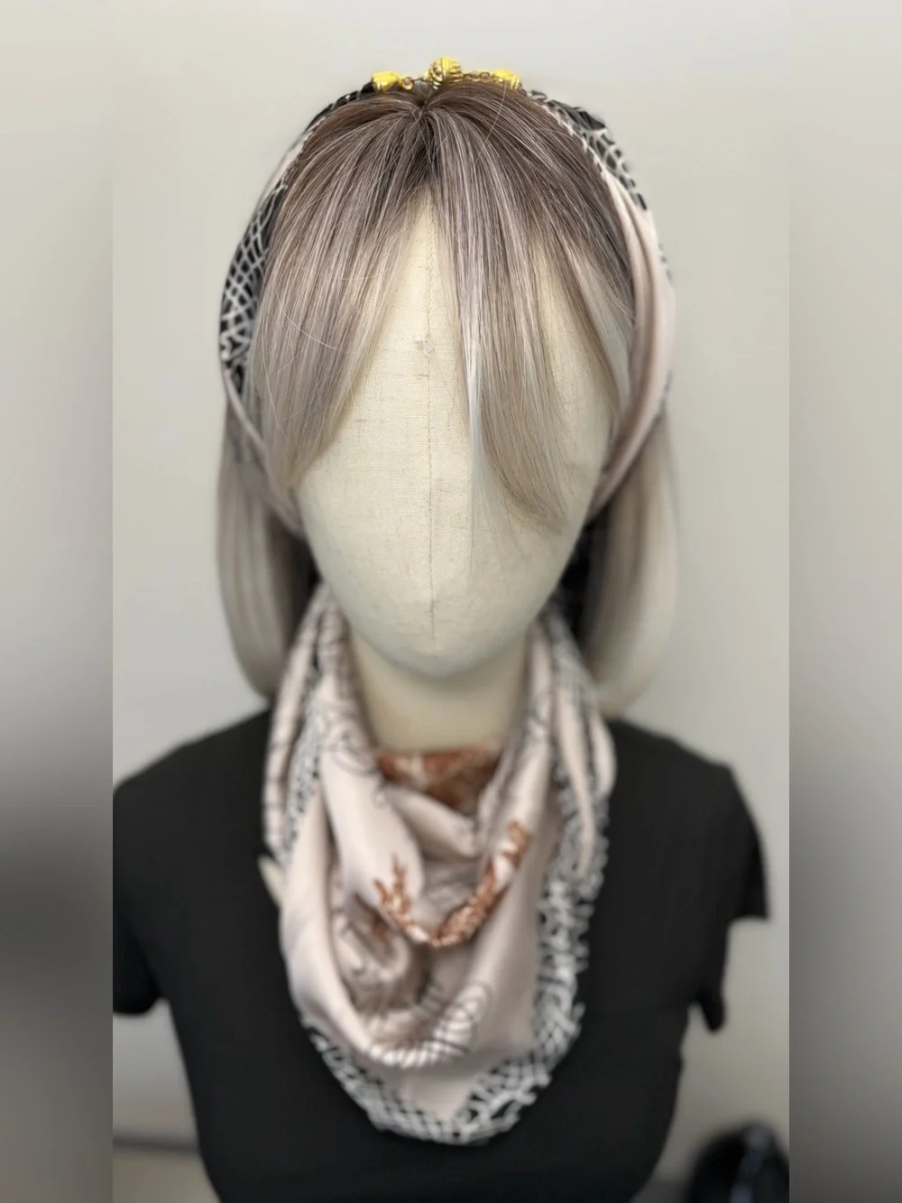 Luxury Satin Scarf with Magnetic Clasp, Floral & Abstract Print Silk Feel
